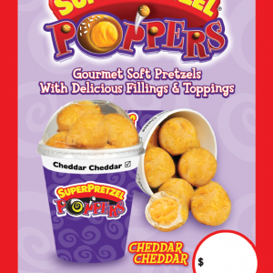 SUPERPRETZEL® Poppers™ Cheddar Cheese Price Sign