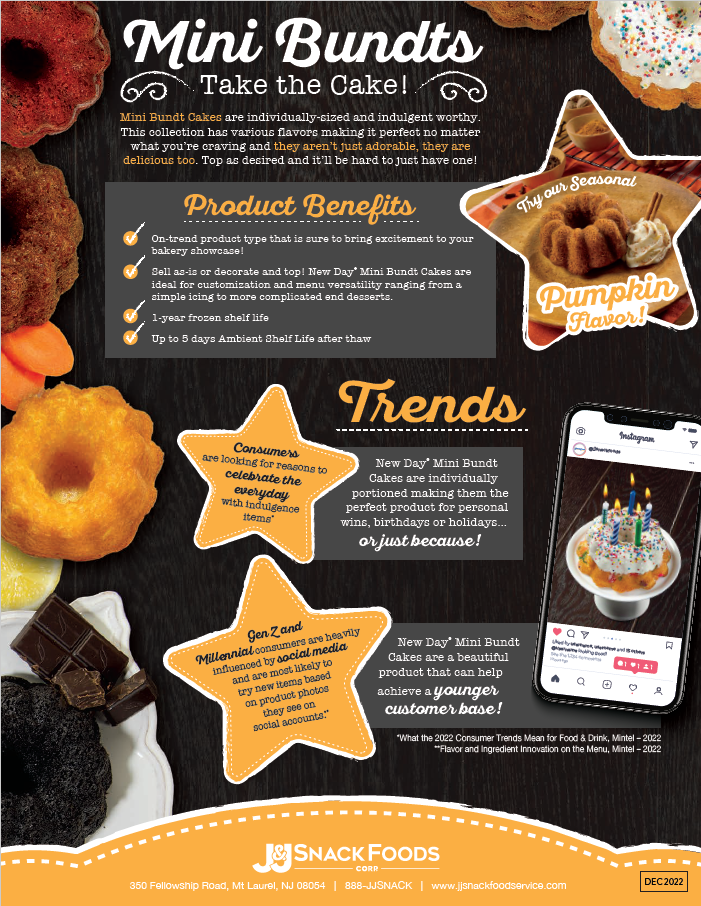 Bundt Cake Infographic 2020 Literature Sheet J&J Snack Foods Corp.