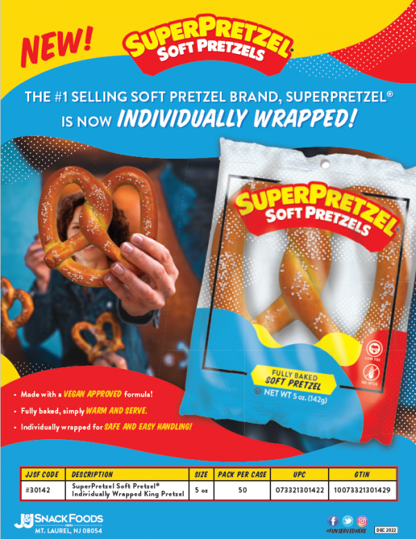 SUPERPRETZEL® Individually Wrapped Soft Pretzel J&J Snack Foods Corp.