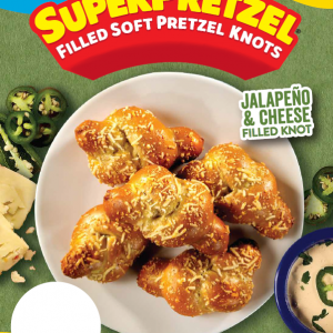 SUPERPRETZEL® Jalapeno & Cheese Filled Soft Pretzel Knots Price Sign