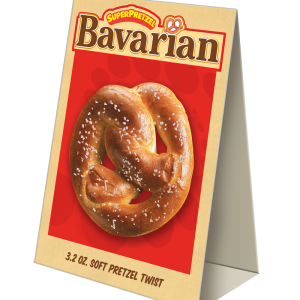 SUPERPRETZEL® Bavarian Sourdough Soft Pretzels Table Tent