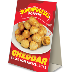 SUPERPRETZEL® Poppers™ Cheddar Cheese Table Tent