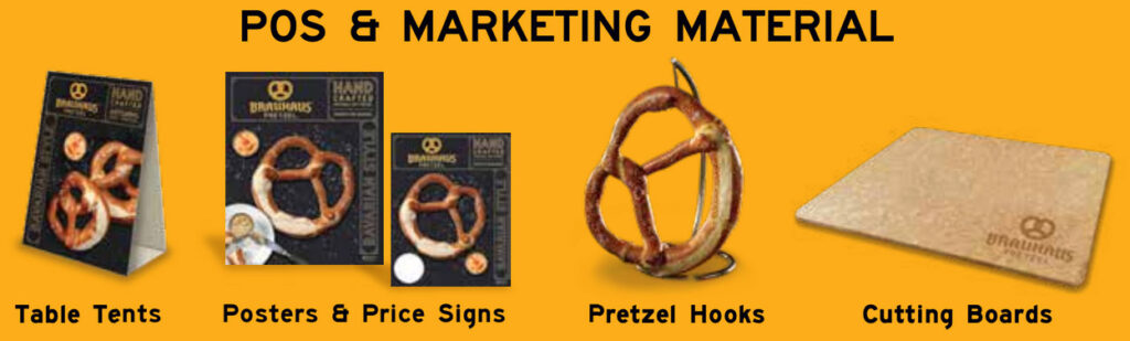 J&J Snack Foods merchandising options for Brauhaus Bavarian Pretzels.